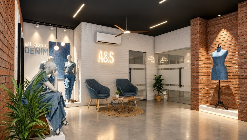 Salman-Adnan showroom — A&S denim display, Indira Road